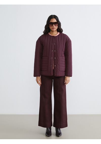 Lcw Modest Bordo Bisiklet Yaka Oversize Kadın Ceket