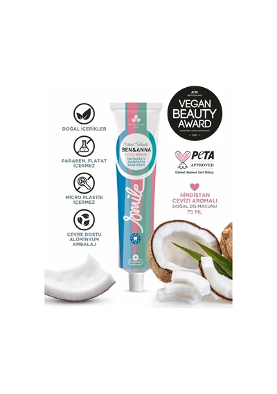 Ben & Anna Florürlü Hindistan Cevizi Aromalı Diş Macunu 75 Ml Ferah Nefes Vegan