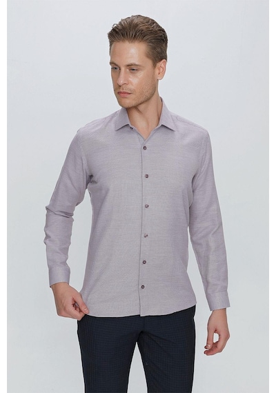 Efor Gk 672 Slim Fit Bordo Klasik Gömlek Bordo