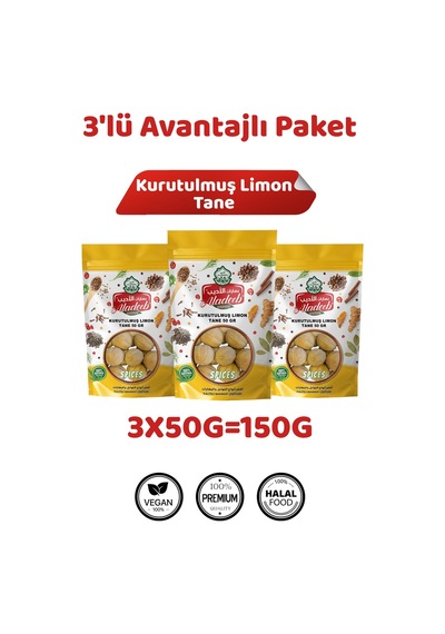 Kurutulmuş Limon Tane 3 X 50 Gr 3'lü Paket C Vitamini Katkısız Organik