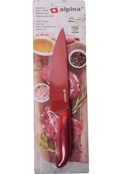 Alpina Paslanmaz Çelik Şef Bıçağı 32 cm Kırmızı