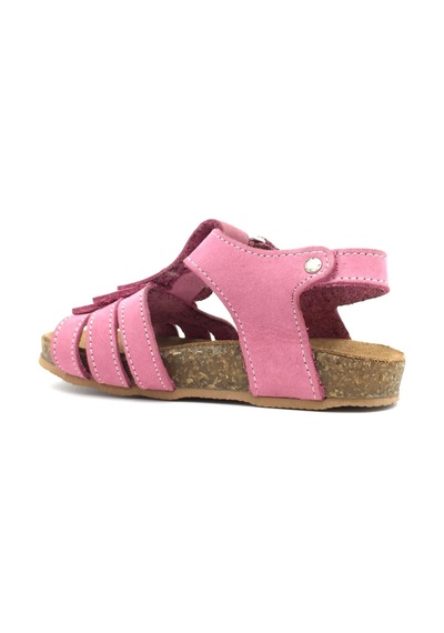 Nubebe Püsküllü Mantar Taban Deri Sandalet Pembe Pembe