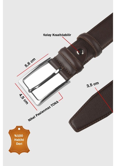 Rizzup Kahve %100 Hakiki Deri Klasik Kemer 3,5 Cm En Dikiş Detaylı Kısaltılabilir Tasarım 2602665 Rizzup Kahve %100 Hakiki Deri Klasik Kemer 3,5 Cm En Dikiş Detaylı Kısaltılabilir Tasarım 2602665