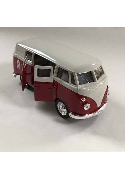 Metal Model Çek Bırak Oyuncak Araba 1963 Volkswagen T1 Bus Biblo turuncu
