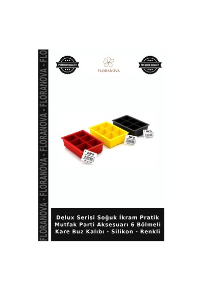 Delux Serisi Soğuk İkram Pratik Mutfak Parti Aksesuarı 6 Bölmeli Kare Buz Kalıbı - Silikon - Renkli Çok Renkli