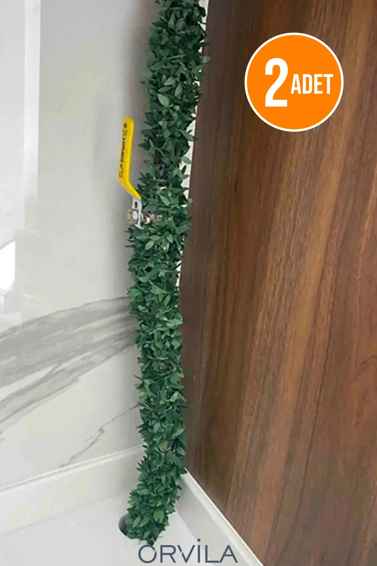 2 Adet - Telli Sarmaşık Yaprak Şerit Yapay Çiçek Sarmaşık Süsleme Çiçeği - 2x7 Metre 14 Metre Yeşil
