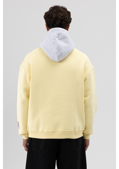 Vamos Çift Renk Baskılı Oversize Sweatshirt V70-92 Sarı