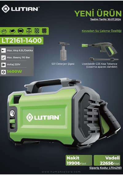 Lutıan Lt2161 1400 W 110 Bar Kovadan Su Çekme Özelliği Yıkama Makinası