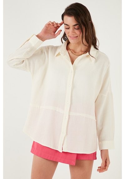 Lela Pamuklu Regular Fit Müslin Bayan Gömlek Cf25S166905 Ekru