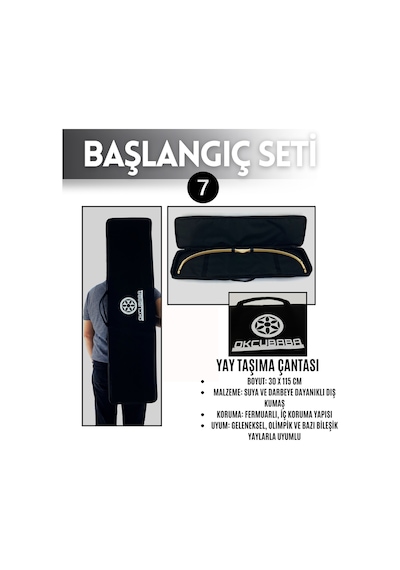 Geleneksel Okçuluk Lamine 'vav' Set- Vav Yay + 7 Ok + Zihgir + Tirkeş + Kolçak + Eldiven + Çanta