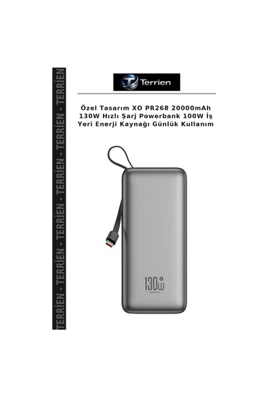 Özel Tasarım Xo Pr268 20000mah 130w Hızlı Şarj Powerbank 100w İş Yeri Enerji Kaynağı Günlük Kullanım Çok Renkli