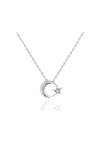 Pigado 925 Ayar Gümüş Swarovski Taşlı Ayyıldız Kolye Sertifikalı