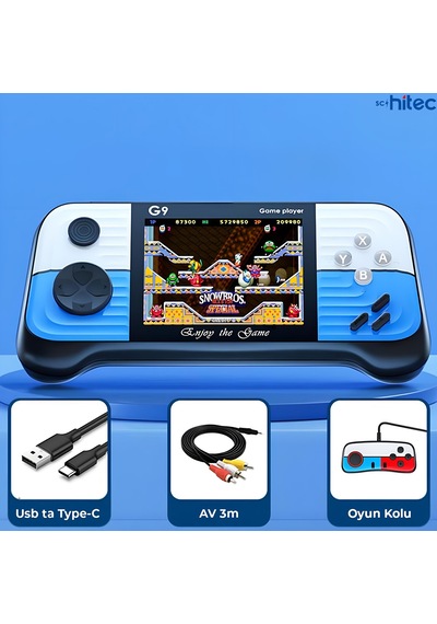 Schitec G9 Retro 3.0 İnç Tv Bağlanan 2.joystickli Oyun Konsolu Mavi 666 Klasik Oyunlar