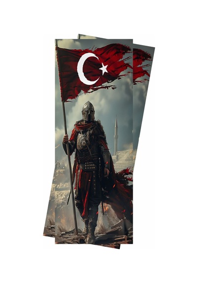 Türk Bayraklı Asker Baskılı Araç Kapı Direk Kaplama Folyo Sticker 2'li Sağ&sol