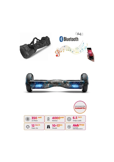 Citymate Hoverboard 6.5 inch Elektrikli Kaykay Scooter Bluetooth Hoparlörlü Çanta Hediye D18