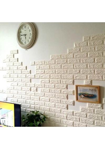Tr 50x50cm 0,27 M² Krem Silinebilir Kendinden Yapışkanlı Duvar Kağıdı Esnek Köpük Panel 3d Tuğla Desen Genel