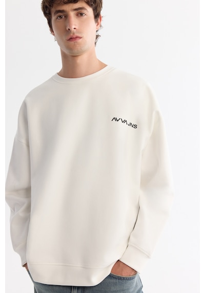 Avva Erkek Ekru Bisiklet Yaka Elastan Oversize Fit Sweatshirt A42y1248