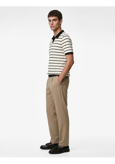 Koton Pamuklu Regular Fit Kısa Kollu Çizgili Polo Yaka Tişört Lacivert Çizgili 6sam10076mk