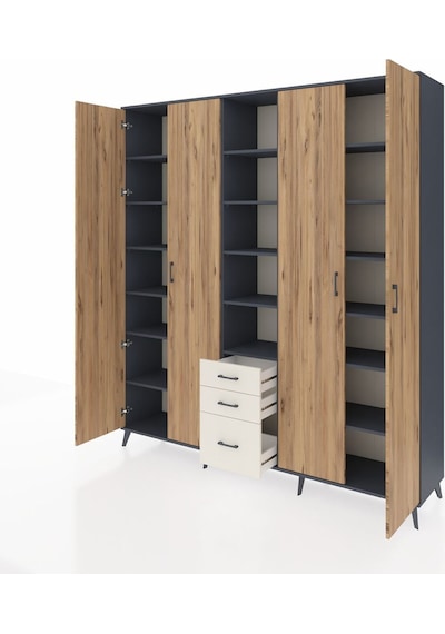 Hyperion Dolap 17 Raflı 3 Çekmeceli 4 Kapaklı 220x44x243 Antrasit-çam/aytaşı Atlas Çam/aytası Hyperion Dolap 17 Raflı 3 Çekmeceli 4 Kapaklı 220x44x243 Antrasit-çam/aytaşı Atlas Çam/aytası