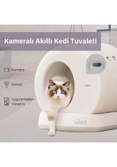 Ubpet C10 Pro Kameralı Akıllı Kedi Tuvaleti App Kontrol Akıllı Sensörler Sessiz Çalışma + Koku