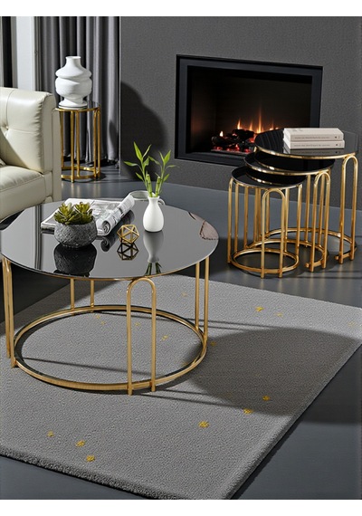 4 Lü Lenka Zigon Orta Sehpa Takımı Yuvarlak Gold Metal 3+1 - Siyah Aynalı Temperli Cam Zigon-orta Siyah 4 Lü Lenka Zigon Orta Sehpa Takımı Yuvarlak Gold Metal 3+1 - Siyah Aynalı Temperli Cam Zigon-orta Siyah