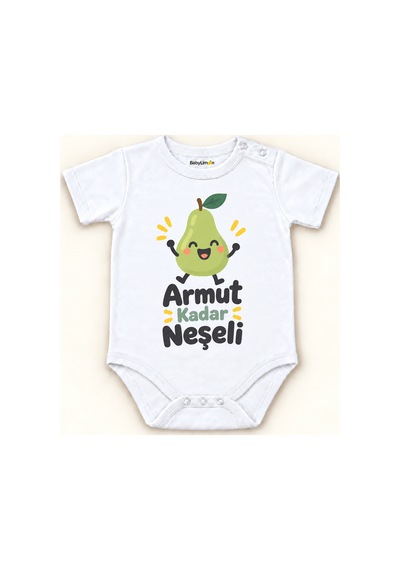 Babylimon Armut Kadar Neşeli Beyaz Kısa Kollu Çıtçıtlı Bebek Zıbını Beyaz - Armut Kadar Neşeli - 928161935 Beyaz - Armut Kadar Neşeli