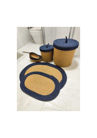 Jüt Hasır 6 Lı Banyo Paspas Takımı Bohem Tarzı Paspas:50x80/ 40x60 /çamaşır Sepet 40x36 ,25x25 Hasır Kırçılmavi Hasır Kırçılmavi Jüt Hasır 6 Lı Banyo Paspas Takımı Bohem Tarzı Paspas:50x80/ 40x60 /çamaşır Sepet 40x36 ,25x25 Hasır Kırçılmavi Hasır Kırçılmavi