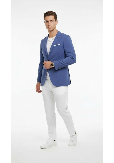 Plus Scorpion Erkek Slim Fit Blazer Ceket Tek Düğmeli Çift Yırtmaçlı Torba Cepli Yarım Astarlı Saks Plus Scorpion Erkek Slim Fit Blazer Ceket Tek Düğmeli Çift Yırtmaçlı Torba Cepli Yarım Astarlı Saks