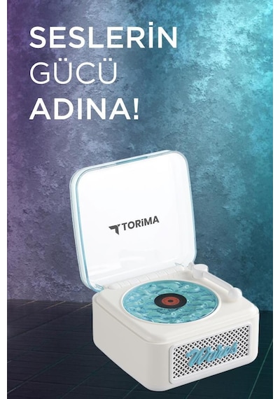Torima D61 Nostalji Plak Görünüm Dekor Waves Bt Işıklı Tf Kart Aux Özellikli Müzik Çalar Saat
