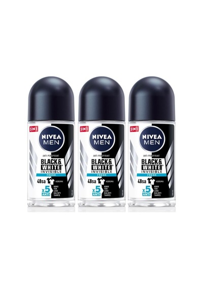 Men Erkek Roll-on Deodorant Black&white Fresh 50ml, 48 Saat Koruma, X3 Adet