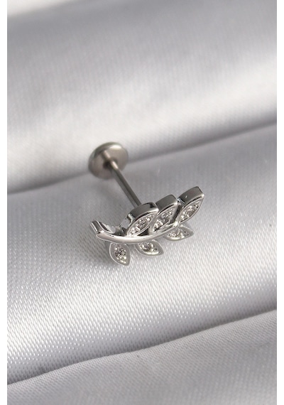 316l Çelik Gümüş Renk Dal Model Zirkon Taş Detaylı Tragus Piercing Çok Renkli 94528122