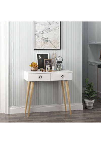 Dekorosso Arden Ahşap Ayaklı Modern Dekoratif Dresuar Beyaz 72cm Beyaz