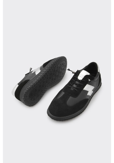 Derinet Hakiki Deri Kadın Sneaker Siyah Siyah