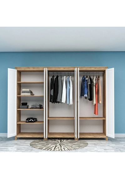 Midyum 6 Kapılı Gardrop Mdf Sis Gri Midyum 6 Kapılı Gardrop Mdf Sis Gri