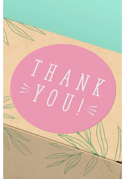 Pembe Thank You Kargo Paketleme Sticker Etiket 3x3cm St2129 Çok Renkli