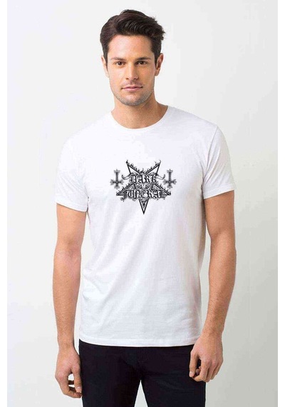 Dark Funeral Logo Baskılı Beyaz Erkek Tshirt