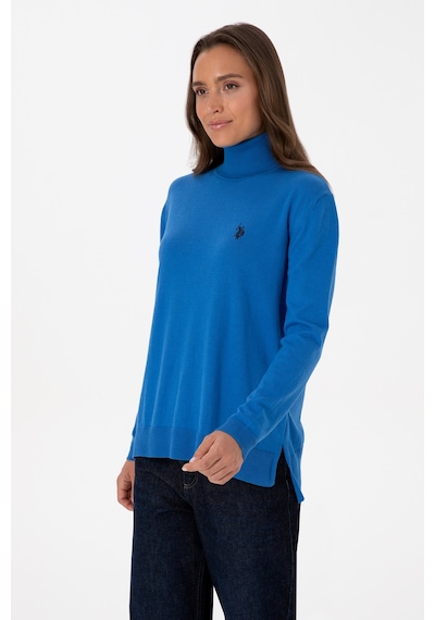 U.S. Polo Assn. Kadın Mavi Boğazlı Basic Kazak 50313621-VR251