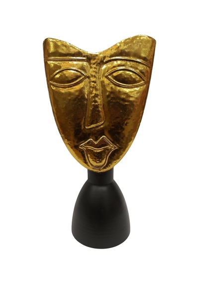 Biev Metal Vazo Yüz Kabartmalı 21x16x43 Cm