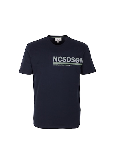 Erkek Tişört Bisiklet Yaka Lacivert Slim Fit Baskılı T-shirt Ncs Jeans 1296 Lacivert