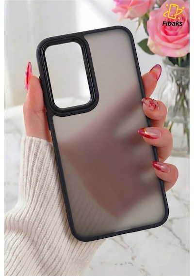 Fibaks Galaxy S23 Uyumlu Kılıf Metal Çerçeve Hassas Butonlu Renkli Buzlu Şeffaf Transparan Kapak