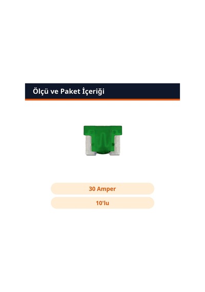 Trobus Oto Sigortası Bıçak Tip Mikro Boy 30 Amper Yeşil 10'lu Diğer
