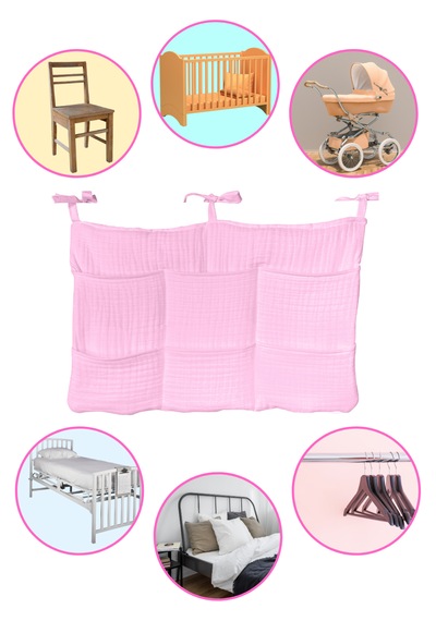 Bebek Beşik Yanı Organizer 6 Cepli Pratik Organizer Pembe
