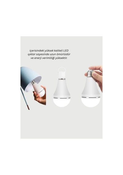 Şarjlı Led Ampul 30 Watt Soğuk Beyaz - Karbul9471-4796 Renkli Renkli