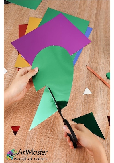 Aynalı Metalik Fon Kartonu 20x30 Cm 10 Renk 1 Paket Dekoratif Pırıltılı Folyo Kağıt Okul Sınıf Renkli Çok Renkli