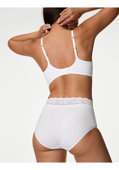 Marks & Spencer 5'li Dantel Detaylı Full Brief Külot Seti T61005022F Beyaz