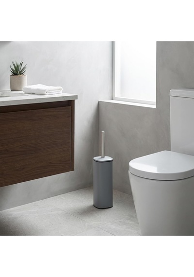 Paslanmaz Çelik Saplı Wc Fırçalık Gri, Kapaklı Tuvalet Fırçası Seti, Hijyenik Saklama Hazneli Banyo Ve Wc Fır Diğer