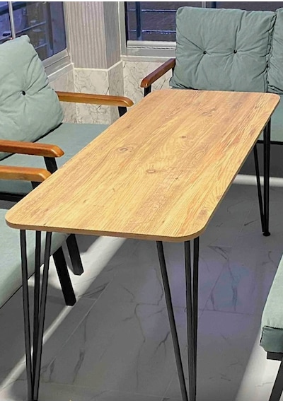 Wood Idea 60×110 Metal Ayaklı Masa Mutfak Masası Çalışma Masası B Çam