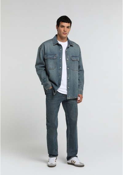 Colin's Colins Oversize Fit Erkek Mid İndigo Denim Shacket Cl1082674 Q1.v1 Dn45147