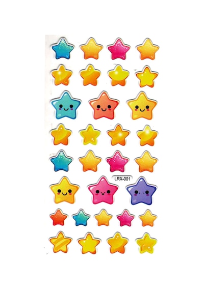 Sticker Kabartmalı Stiker Çıkartma Etiket Lrx001 -18x9 Cm- Sevimli Tatlı Yıldızlar Çok Renkli