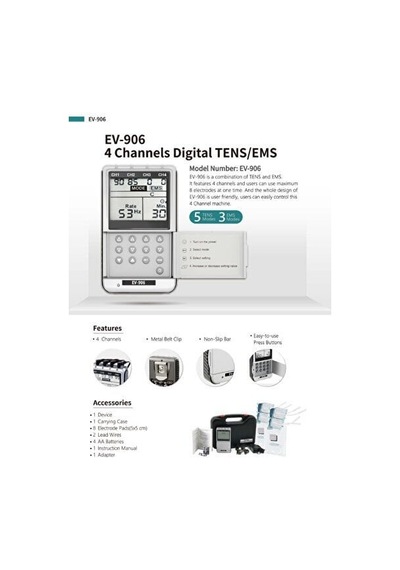 Everyway Ev-906 4 Kanallı Tens Ems Cihazı Adaptörlü Çantalı